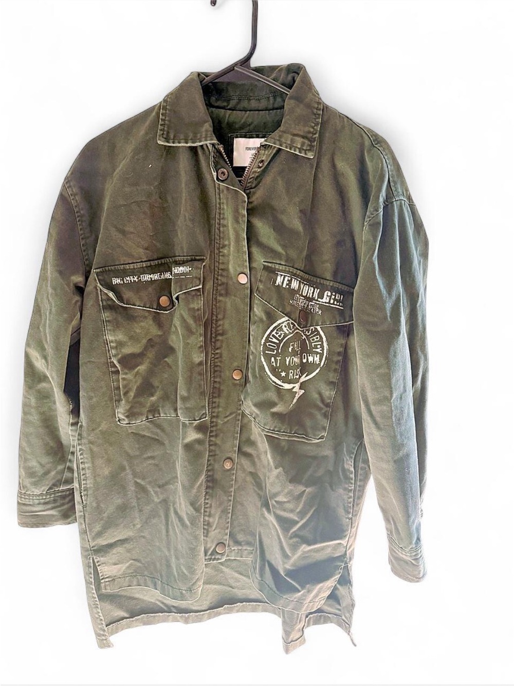 Forever 21 Olive Green Utility Bomber Jacket
